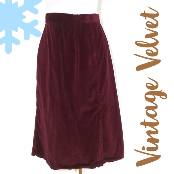 Vintage Dresses & Skirts - 🍷Vintage Wine Velvet Long Pencil Skirt Maroon